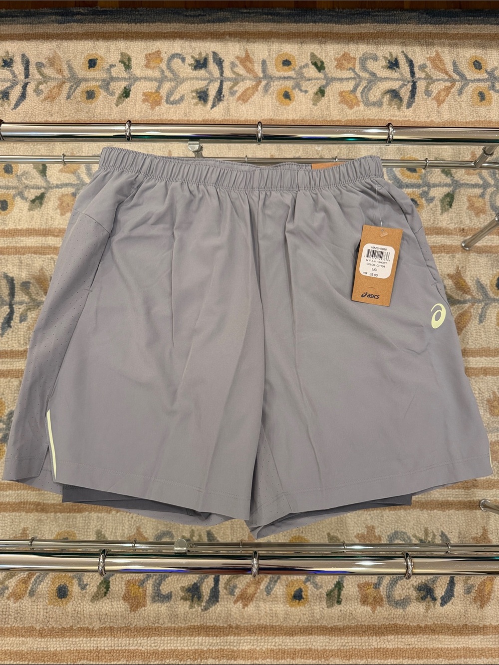 ASICS Men’s Light Gray Athletic Running Shorts with reflective accents NWT